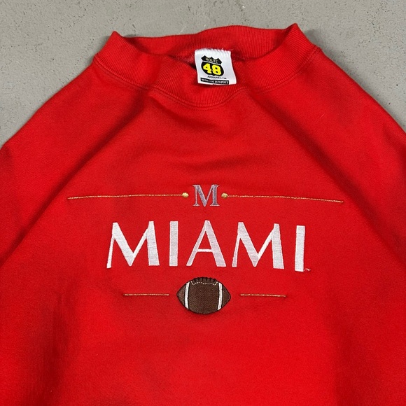 Vintage 90s Miami Redhawks Football Sportswear Retro Causal Crewneck Sweatshirt - Picture 3 of 8